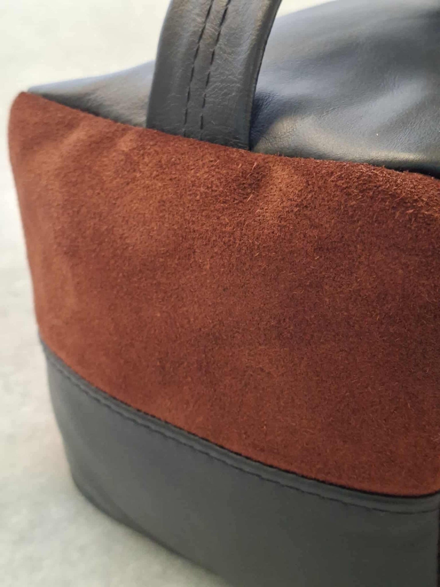 Leather Door Stop (Black and Brown Suede)